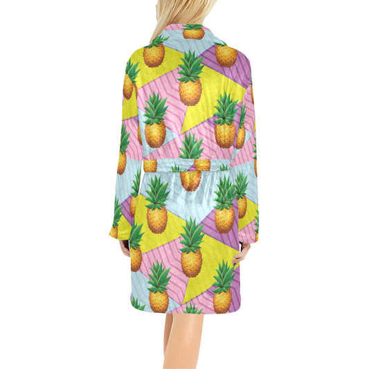 Pineapple Pattern Print Design PP05 Women's Fleece Robe