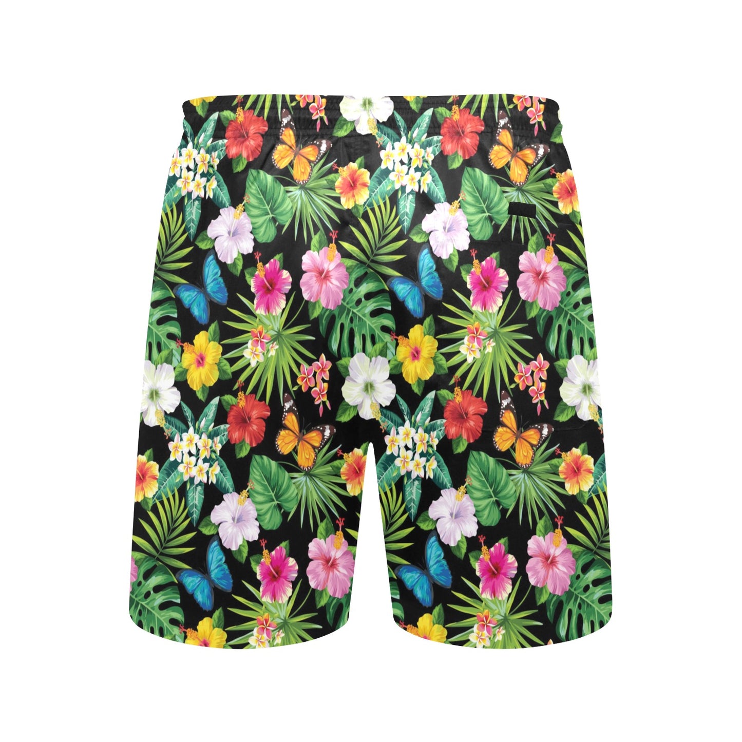 Hibiscus With Butterfly Print Design LKS305 Men's Swim Trunks Beach Shorts