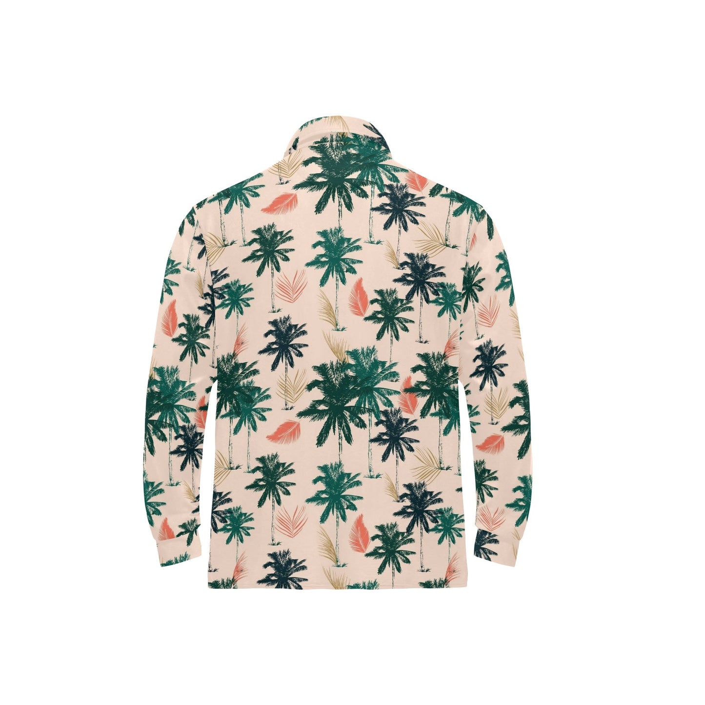 Palm Tree Pattern Print Design PT014 Long Sleeve Polo Shirt For Men's