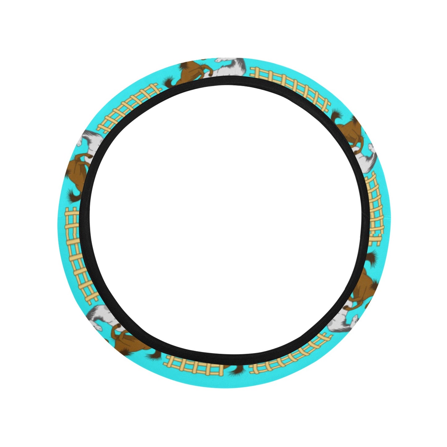 Horse Couple Love Print Design LKS309 Steering Wheel Cover with Elastic Edge