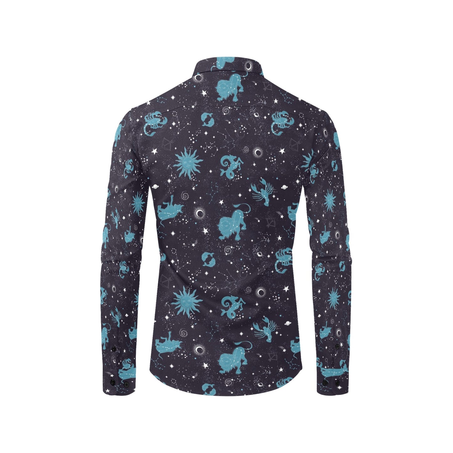 Zodiac Print Design LKS303 Men's Long Sleeve Dress Shirt