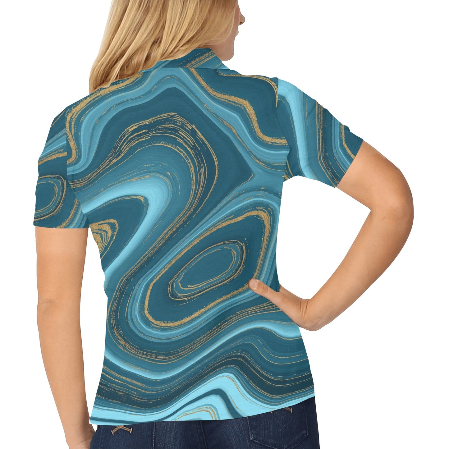 Liquid Pattern Print Design 04 Women's Polo Shirt
