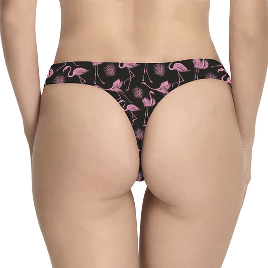Flamingo Pink Print Pattern Women's Thongs