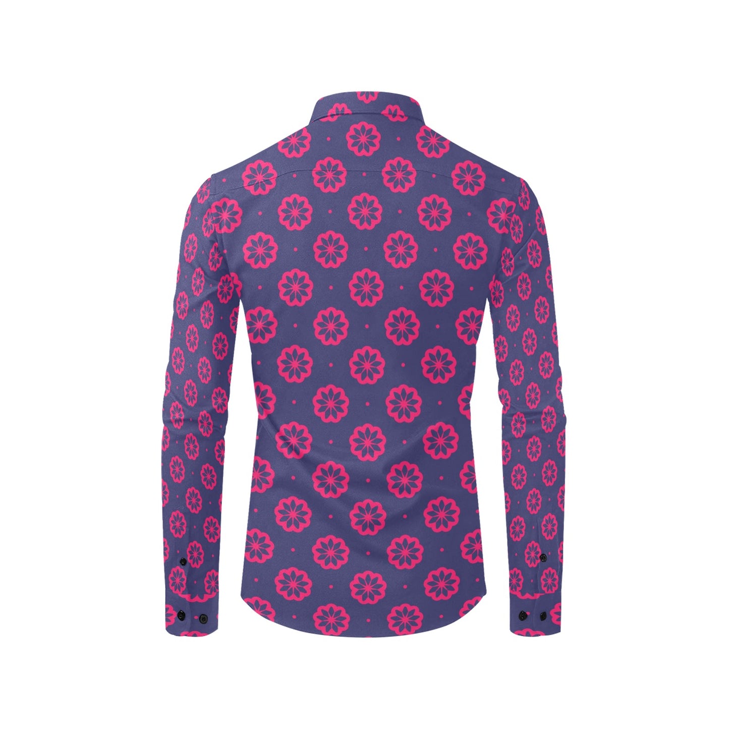 Water Lily Print Design LKS301 Men's Long Sleeve Dress Shirt