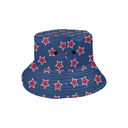 Star Red Blue Print Design LKS301 Unisex Bucket Hat