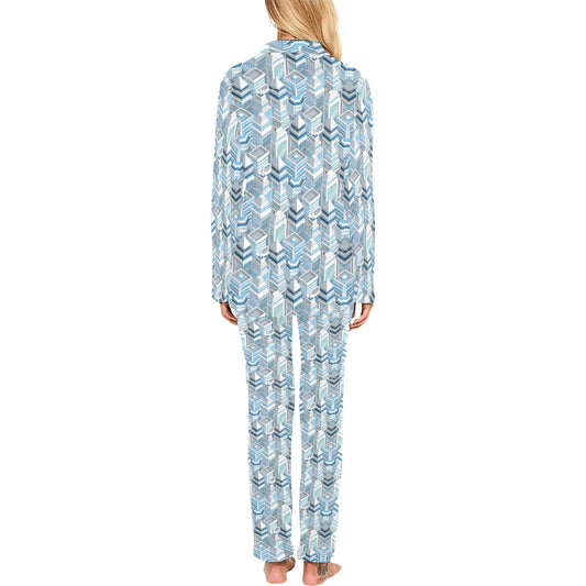 City Pattern Print Design 03 Women's Long Pajama Set