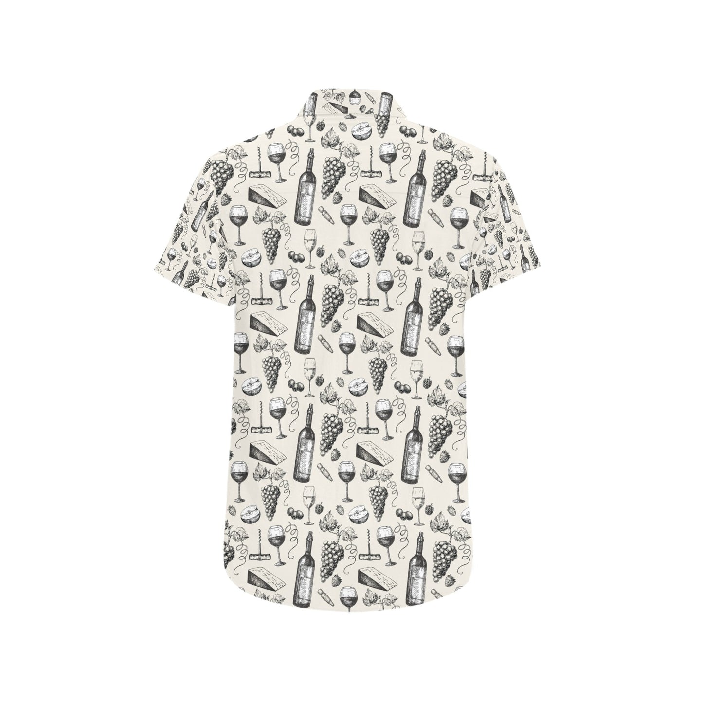 Wine Themed Print Design LKS306 Men Short Sleeve Button Up Shirt