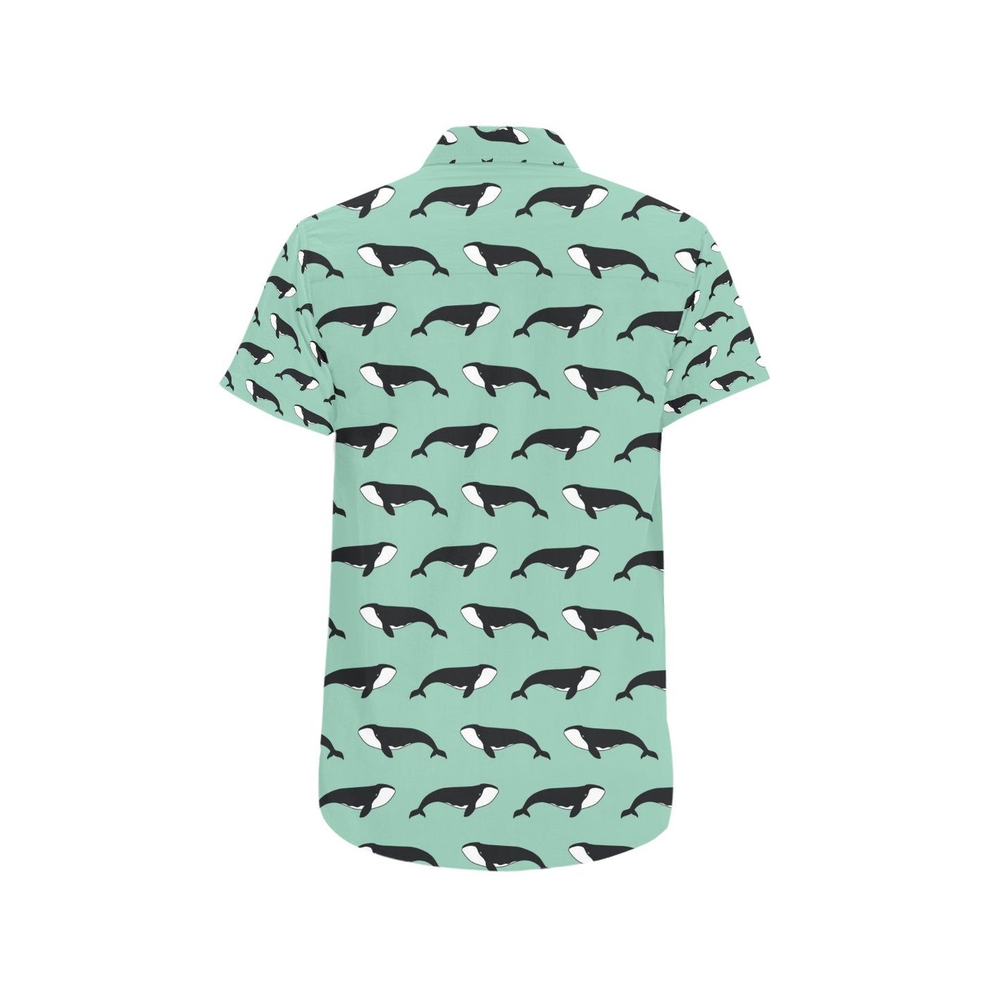 Whale Print Design LKS307 Men Short Sleeve Button Up Shirt