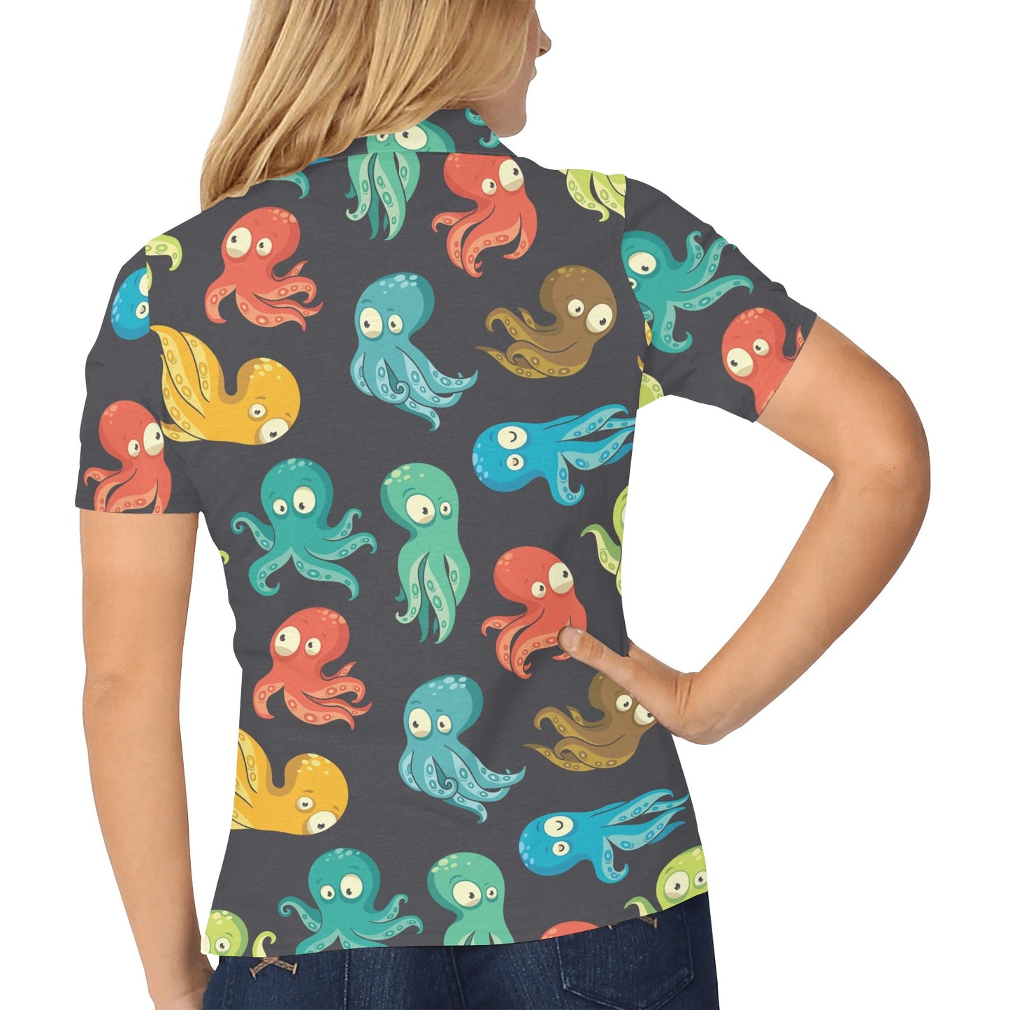 Octopus Pattern Print Design A01 Women's Polo Shirt