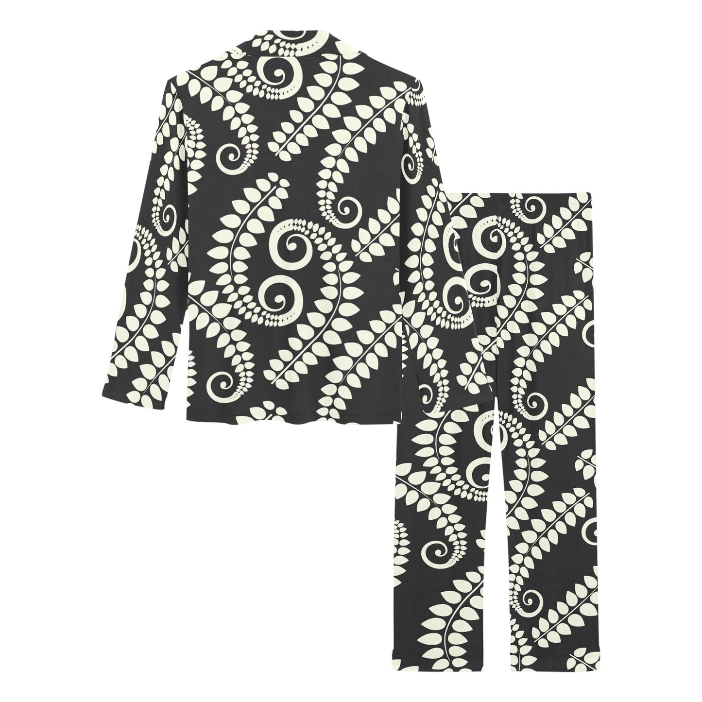 Fern Leave Print Pattern Women's Long Pajama Set
