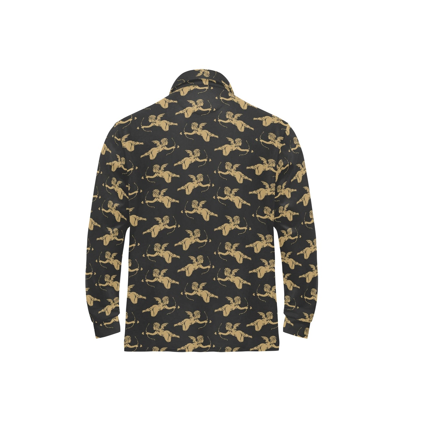 Cupid Pattern Print Design 02 Long Sleeve Polo Shirt For Men's