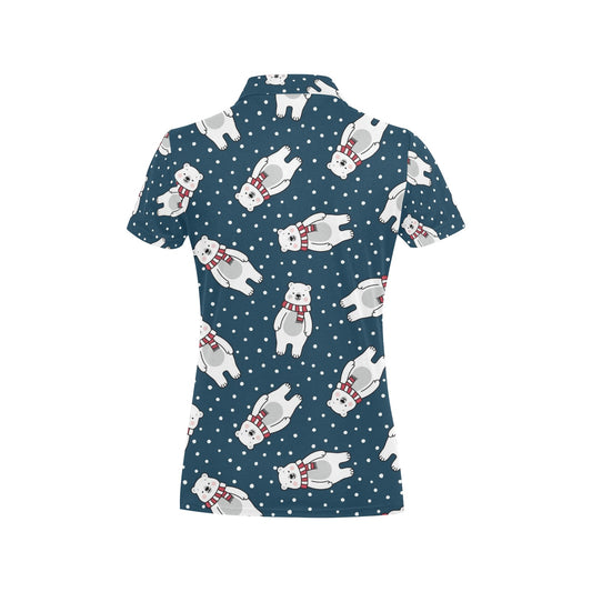 Polar Bear Pattern Print Design PB05 Women's Polo Shirt