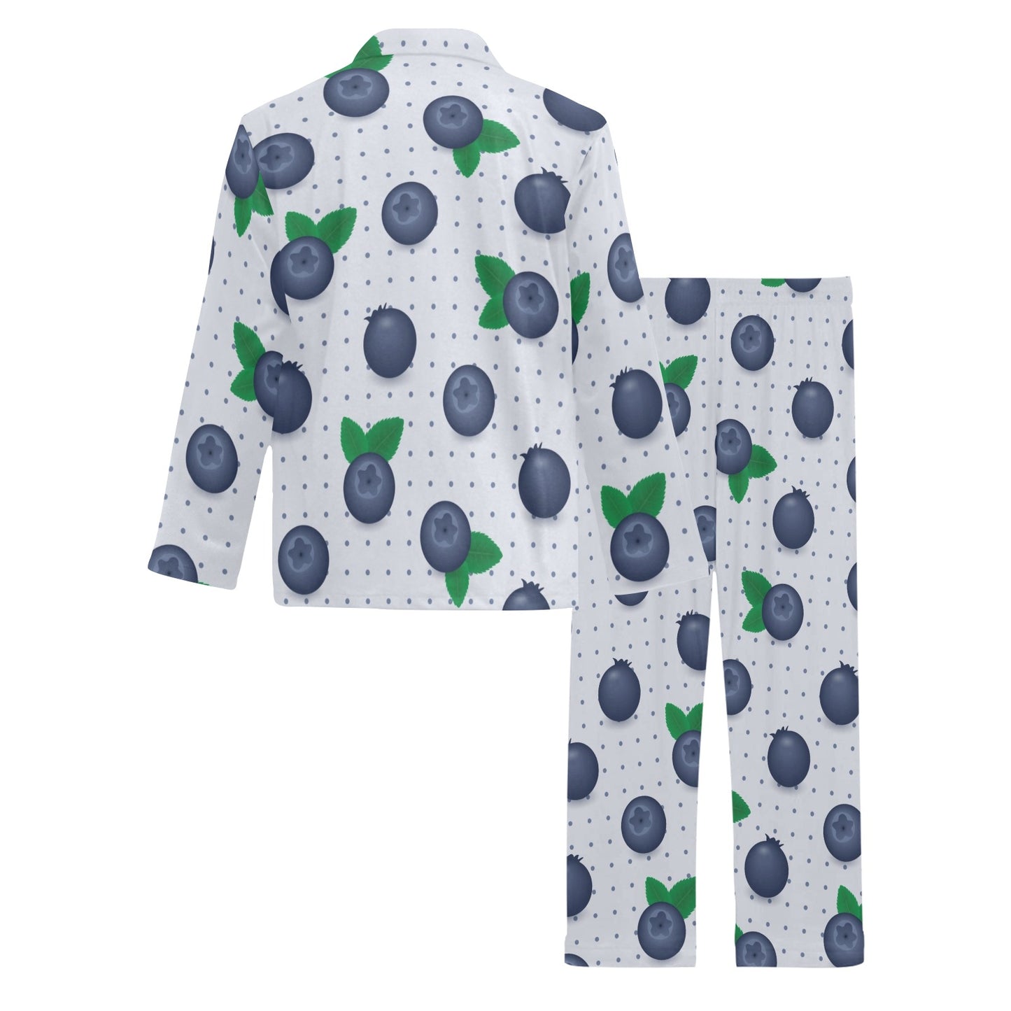Blueberry Pattern Print Design BB02 Men's Long Pajama Set