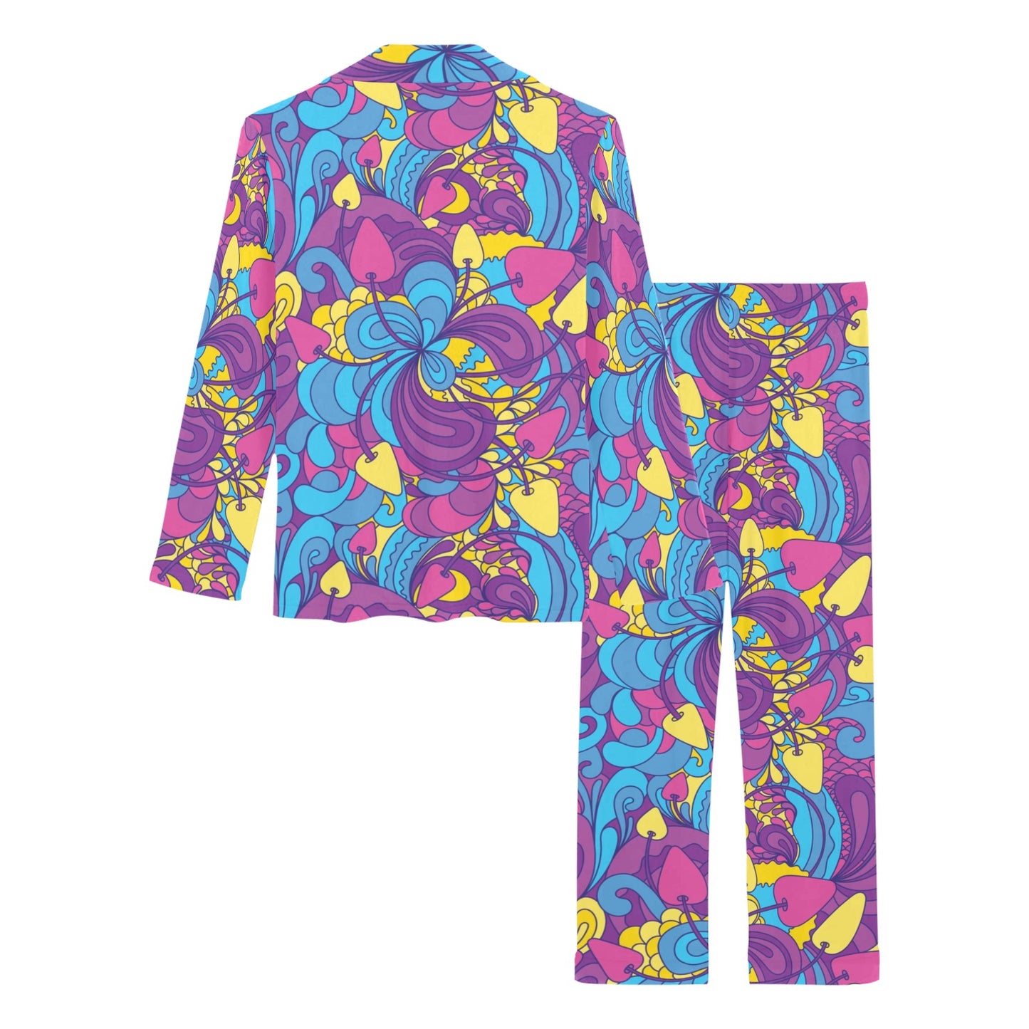 Psychedelic Mushroom Pattern Print Design A03 Women's Long Pajama Set