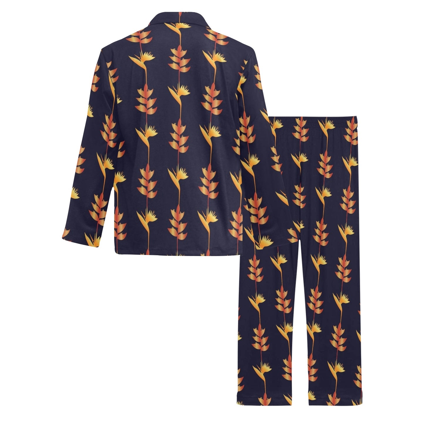 Heliconia Pattern Print Design HL06 Men's Long Pajama Set