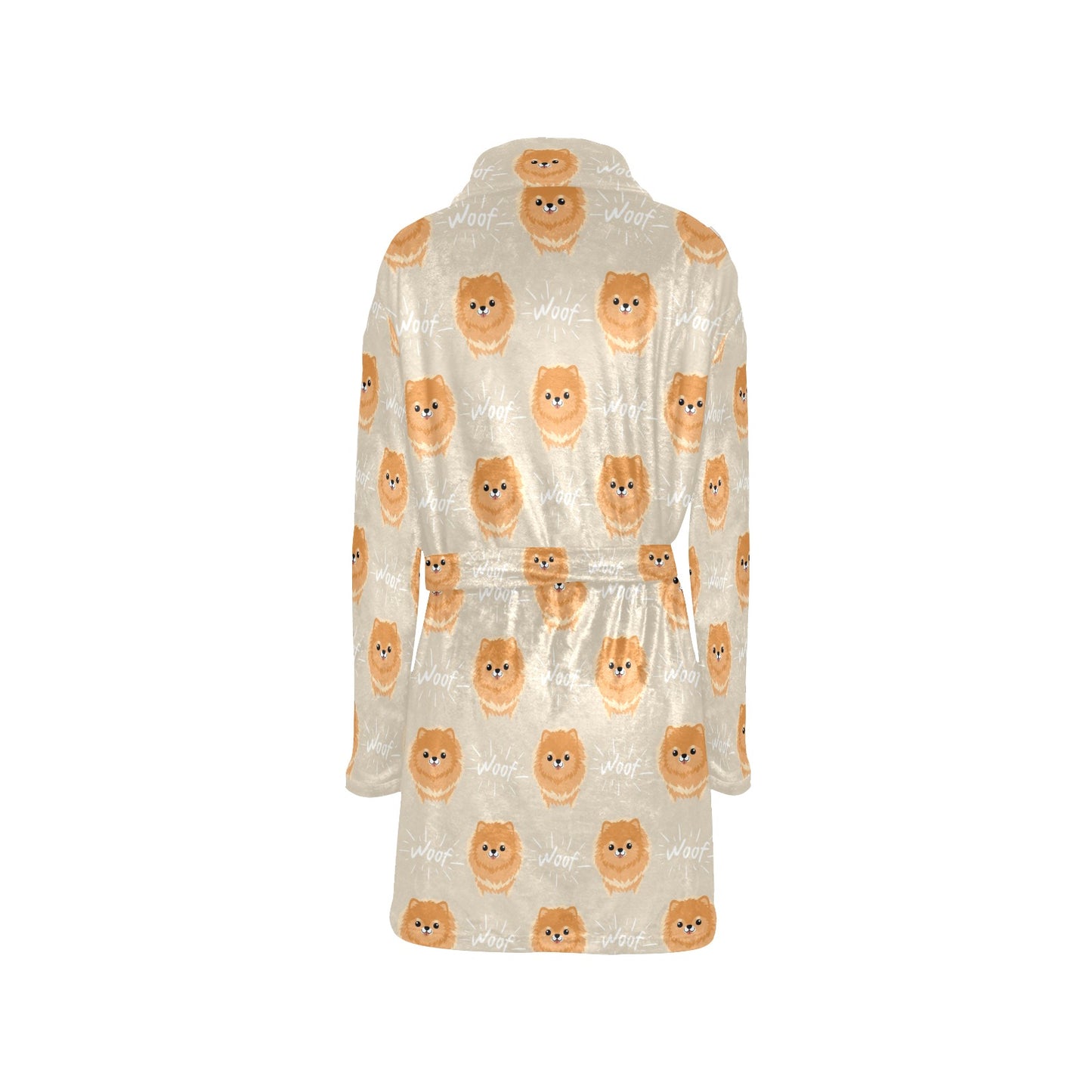 Pomeranians Pattern Print Design A04 Women's Fleece Robe