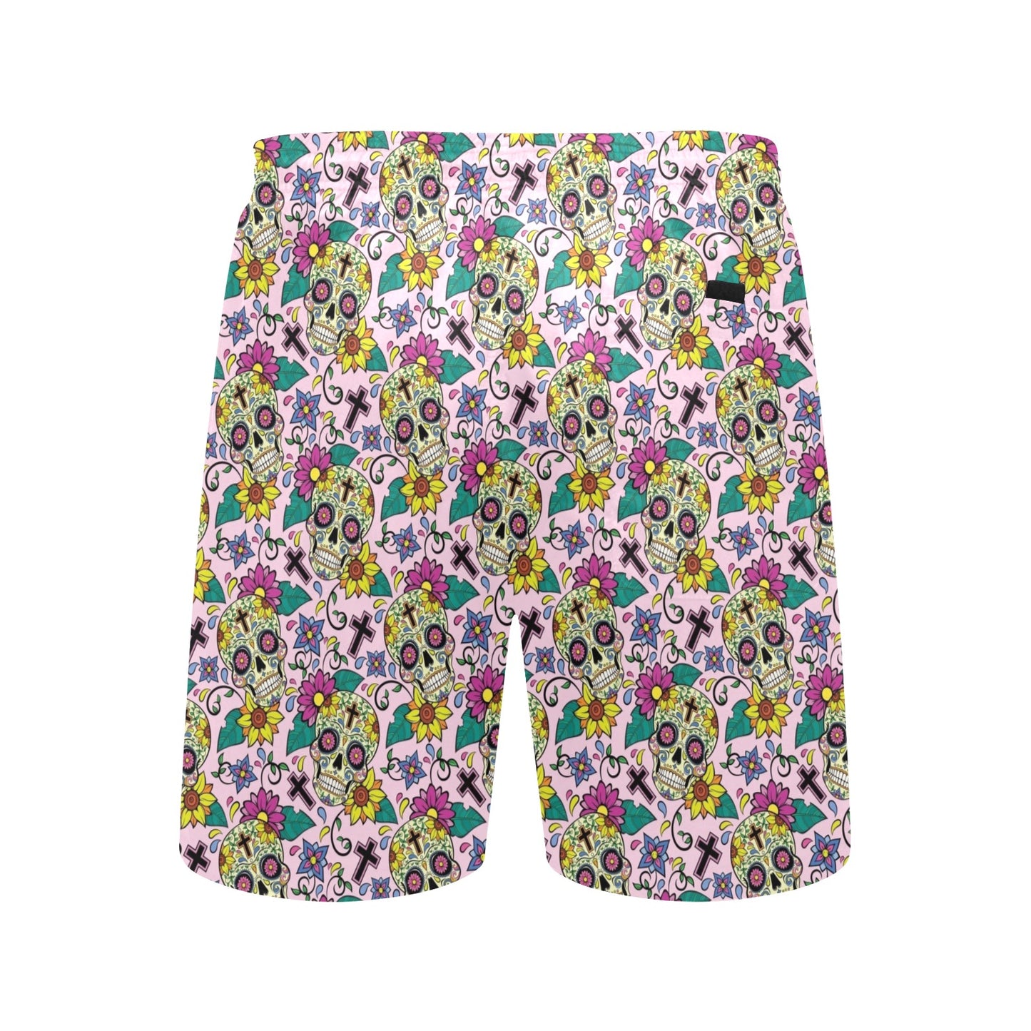 Sugar Skull Print Design LKS307 Men's Swim Trunks Beach Shorts