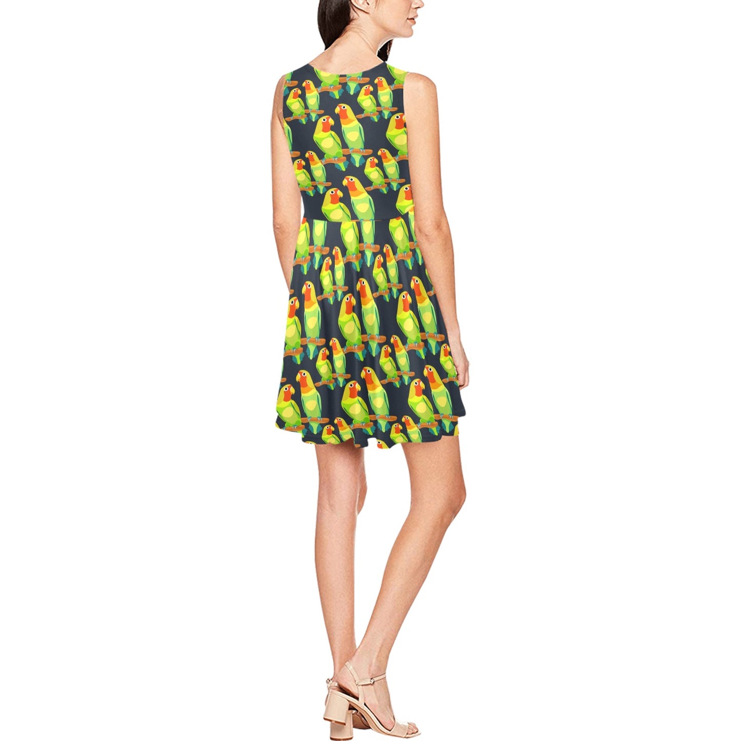 Lovebird Pattern Print Design 01 Sleeveless Dress