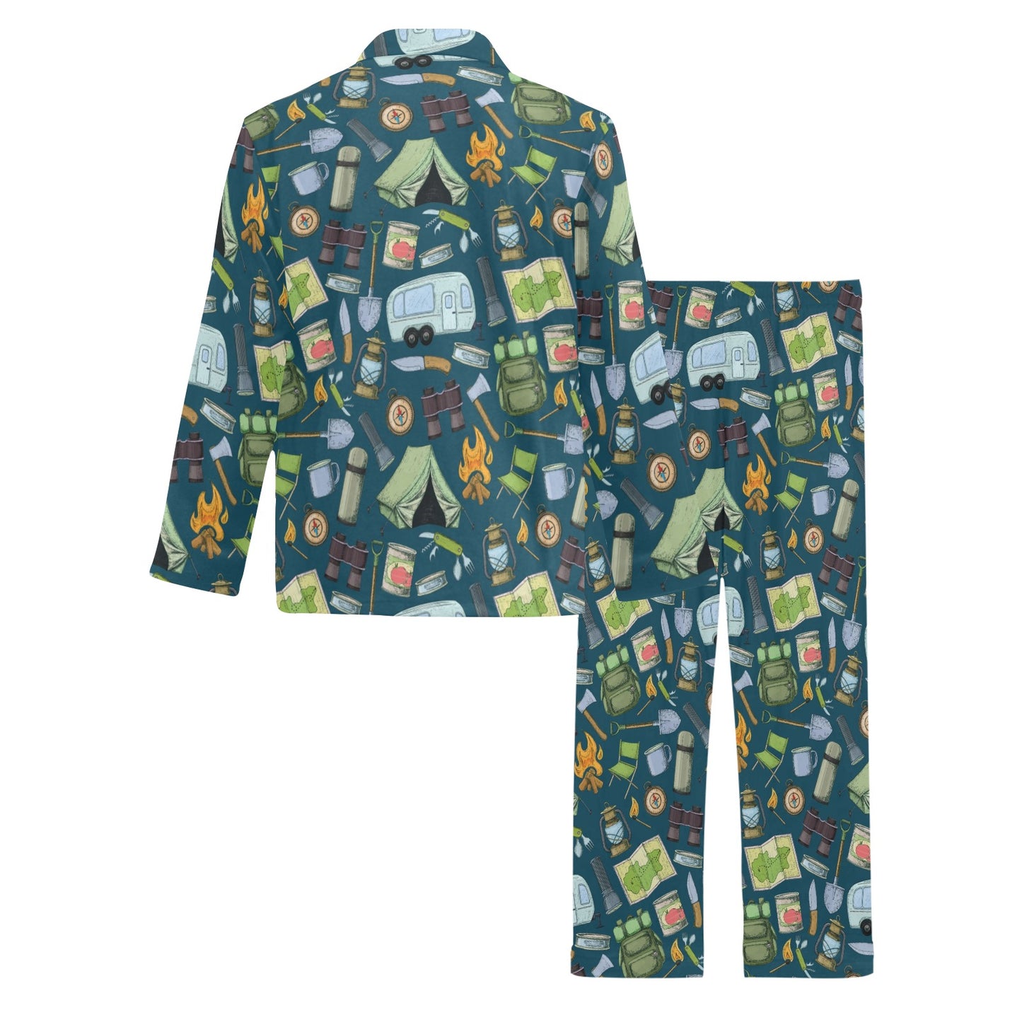 Camping Pattern Print Design 02 Men's Long Pajama Set