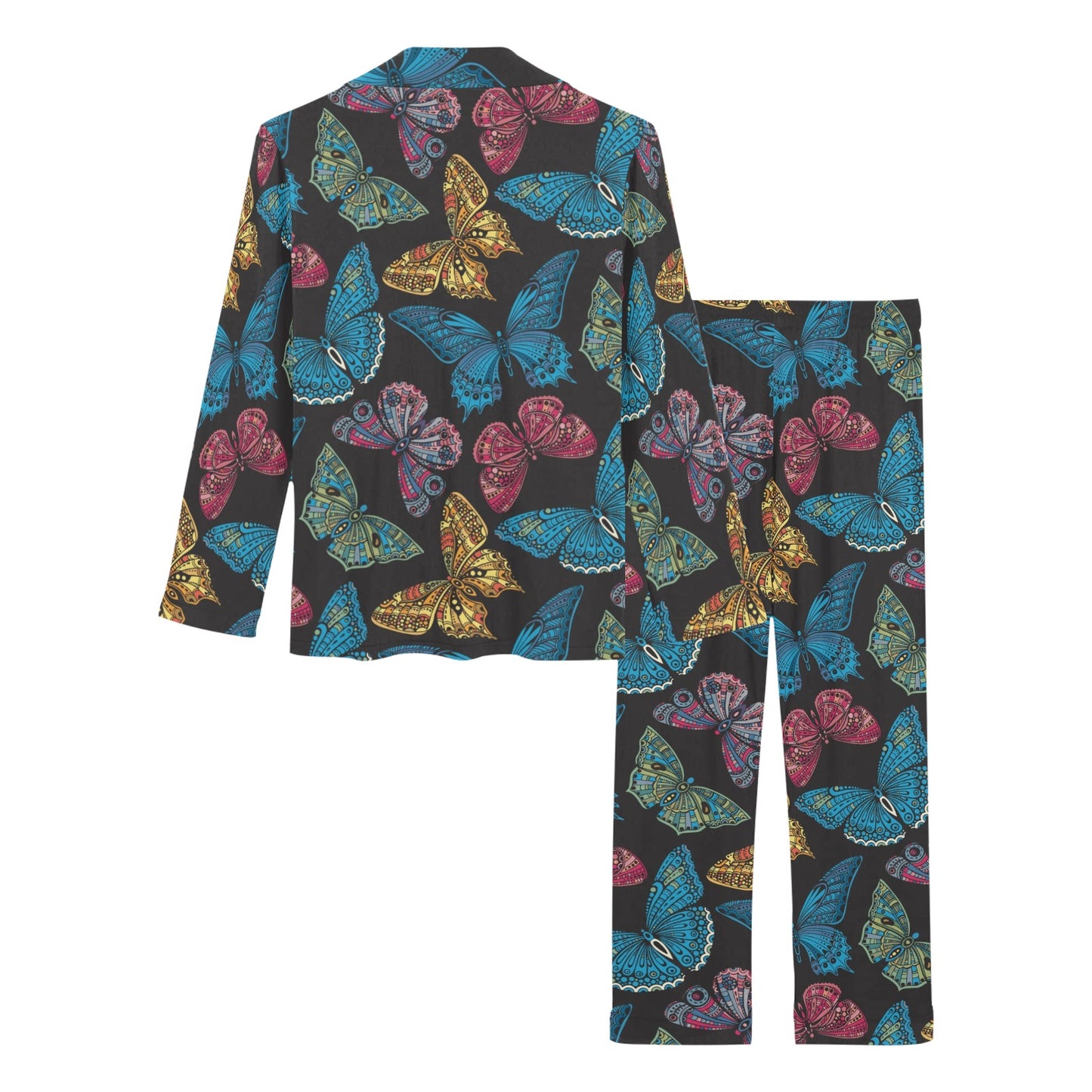 Butterfly Mandala Style Women's Long Pajama Set