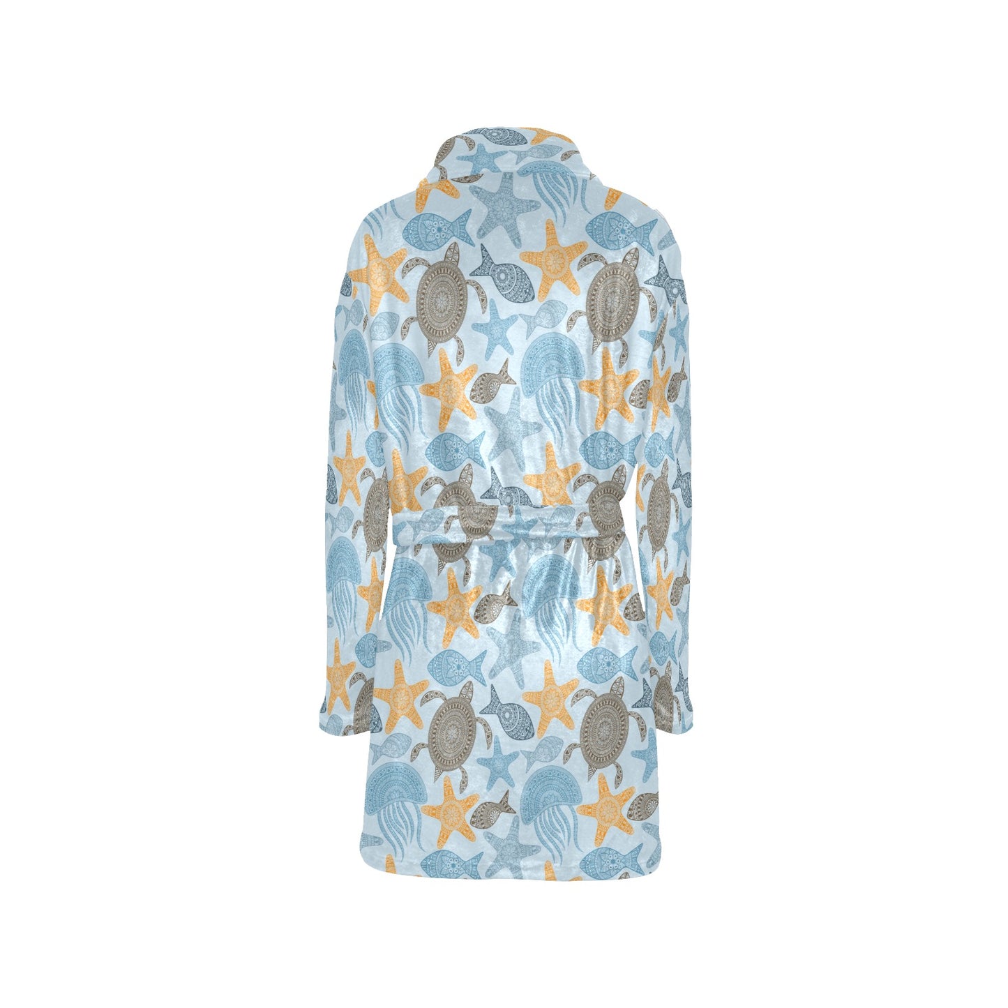 Polynesian Jellyfish Turtle Print Women's Fleece Robe