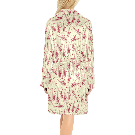 Saxophone Print Design LKS402 Women's Fleece Robe