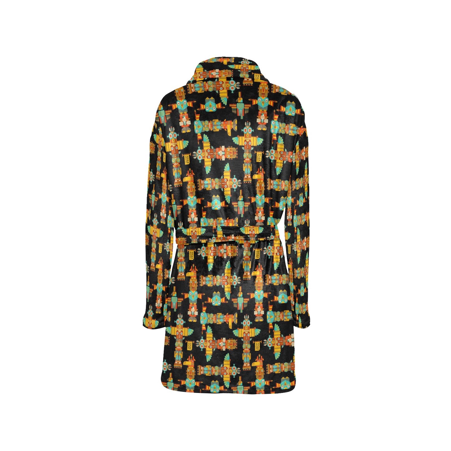 Totem Pole Cartoon Print Women's Fleece Robe
