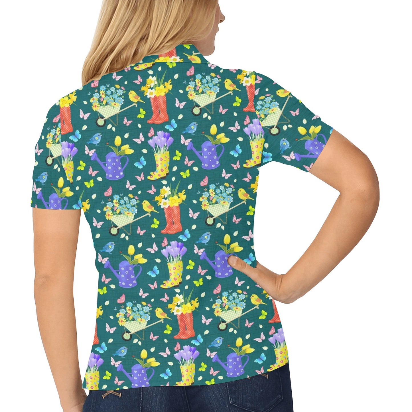 Gardening Pattern Print Design G08 Women's Polo Shirt