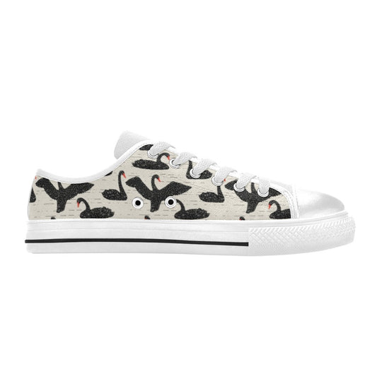Swan Print Design LKS402 Women's White Low Top Shoes