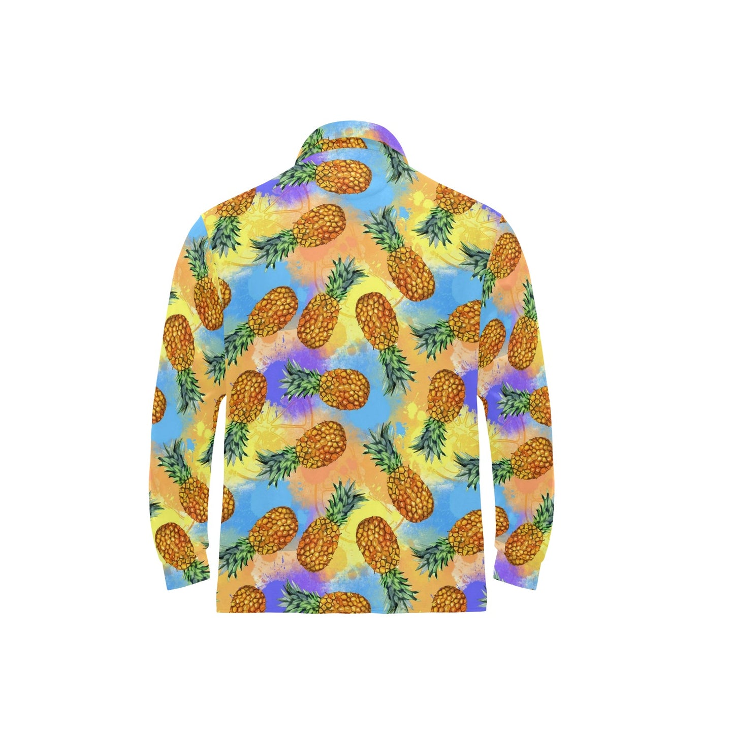 Pineapple Pattern Print Design PP09 Long Sleeve Polo Shirt For Men's