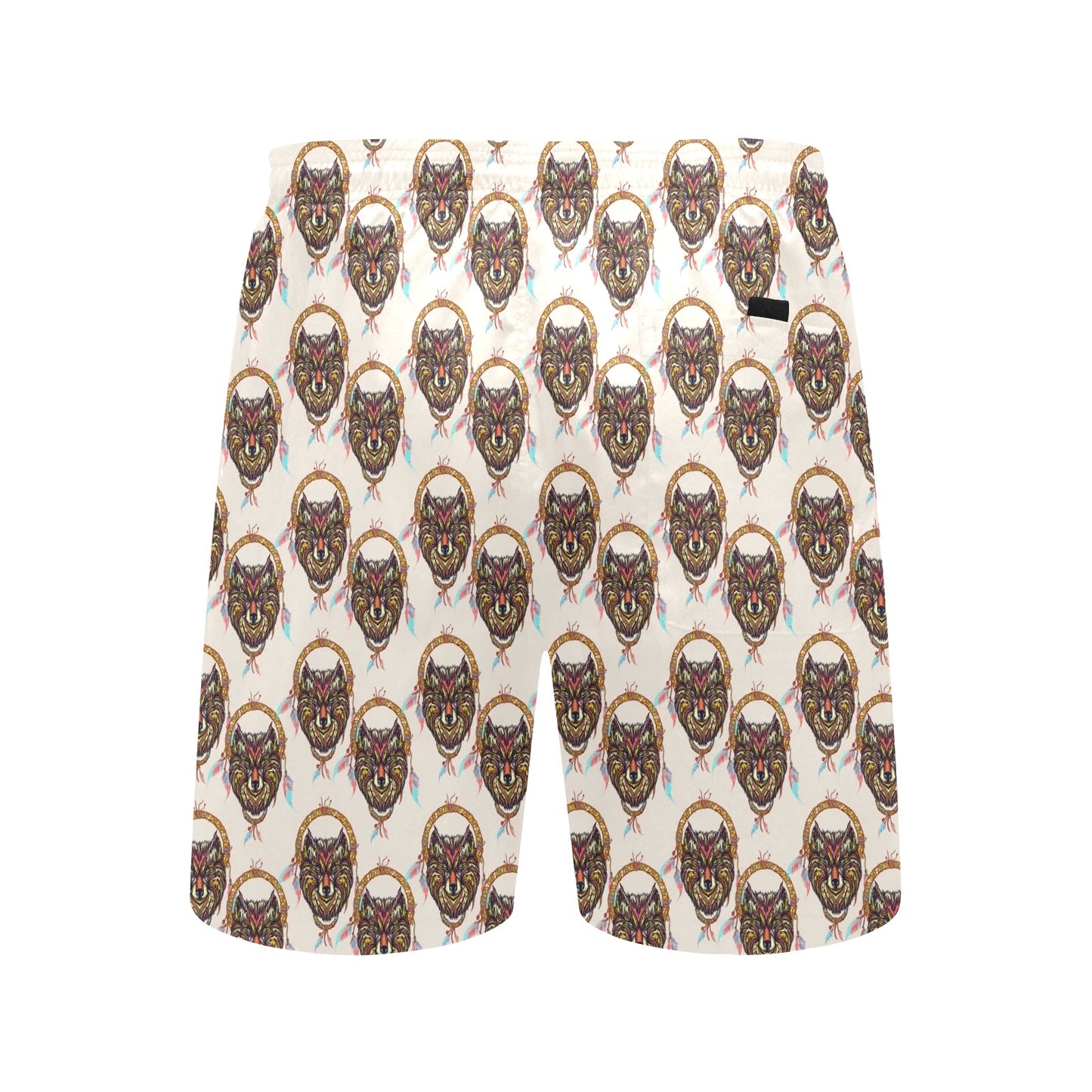 Wolf Tribal Dream Catcher Design Print Men's Swim Trunks Beach Shorts