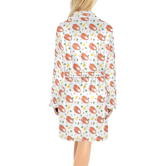 Salmon Steak Print Design LKS303 Women's Fleece Robe