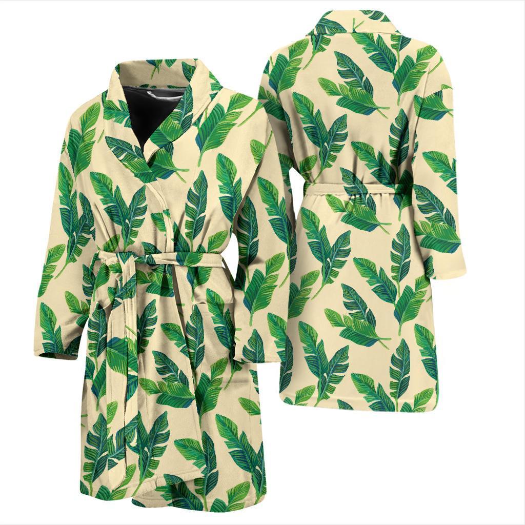Banana Leaf Pattern Print Design 01 Men Bathrobe-JORJUNE.COM