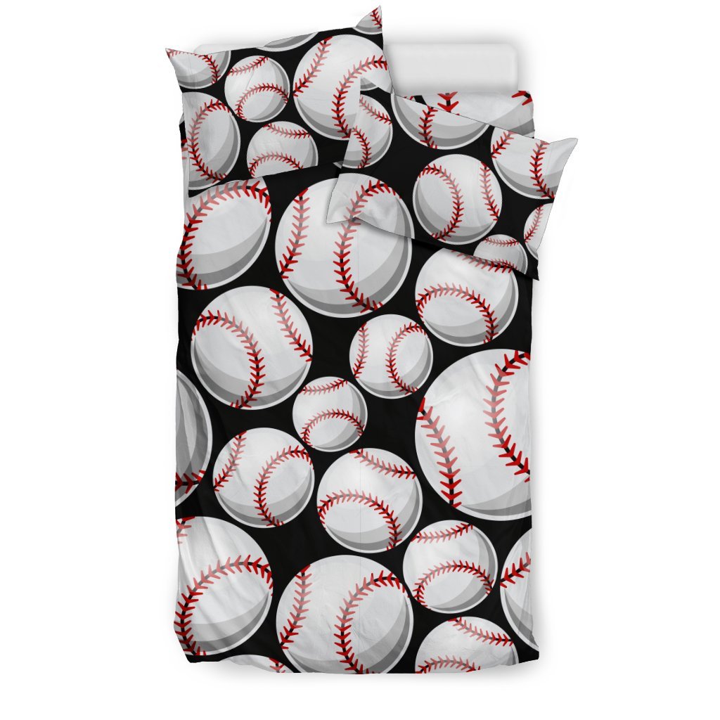 Baseball Black Background Duvet Cover Bedding Set