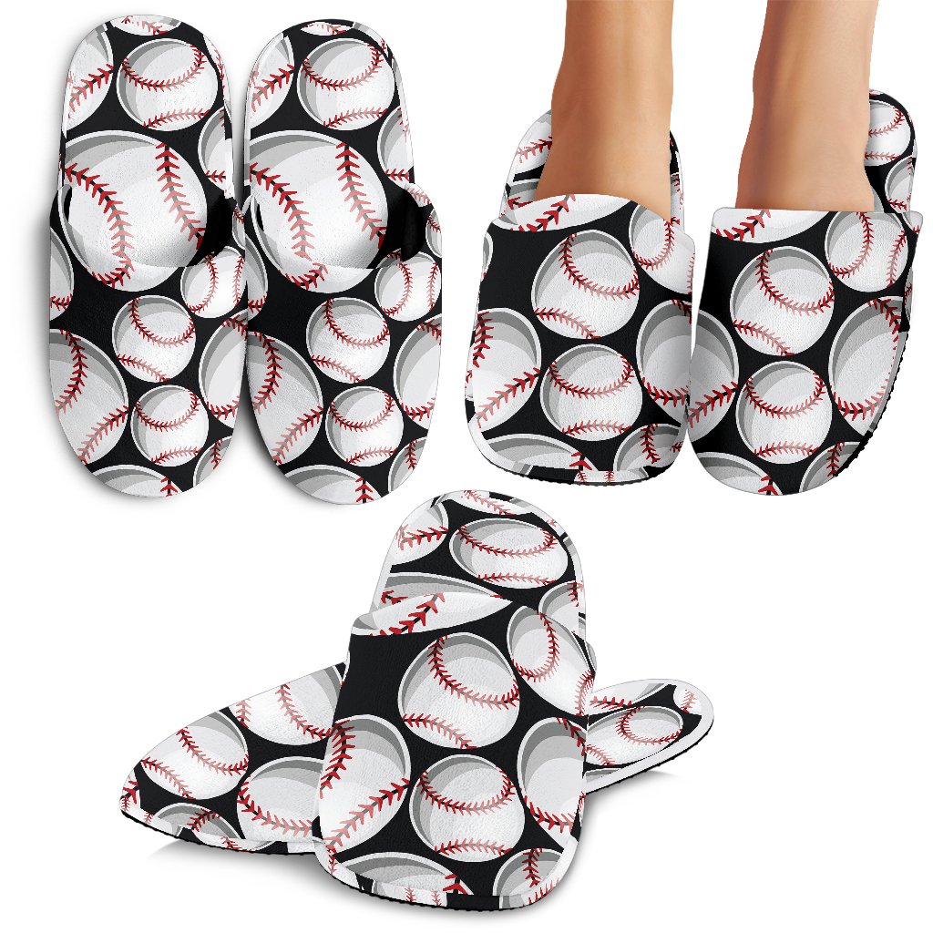 Baseball Black Background House Slippers
