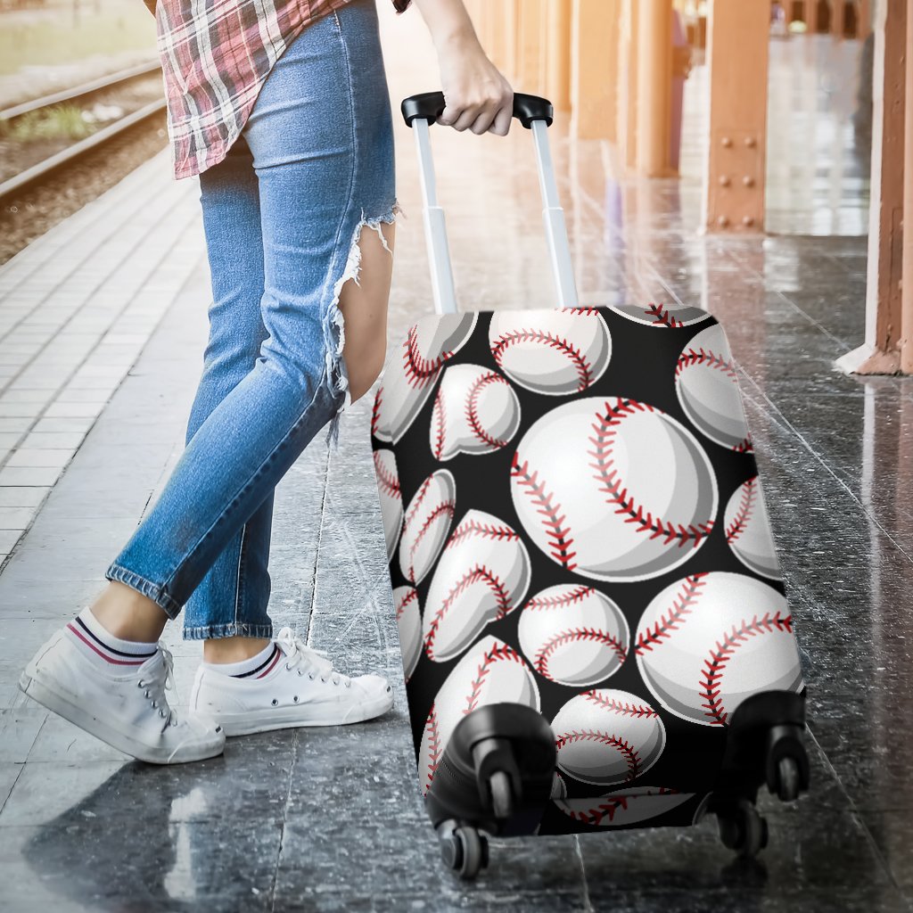 Baseball Black Background Luggage Cover Protector