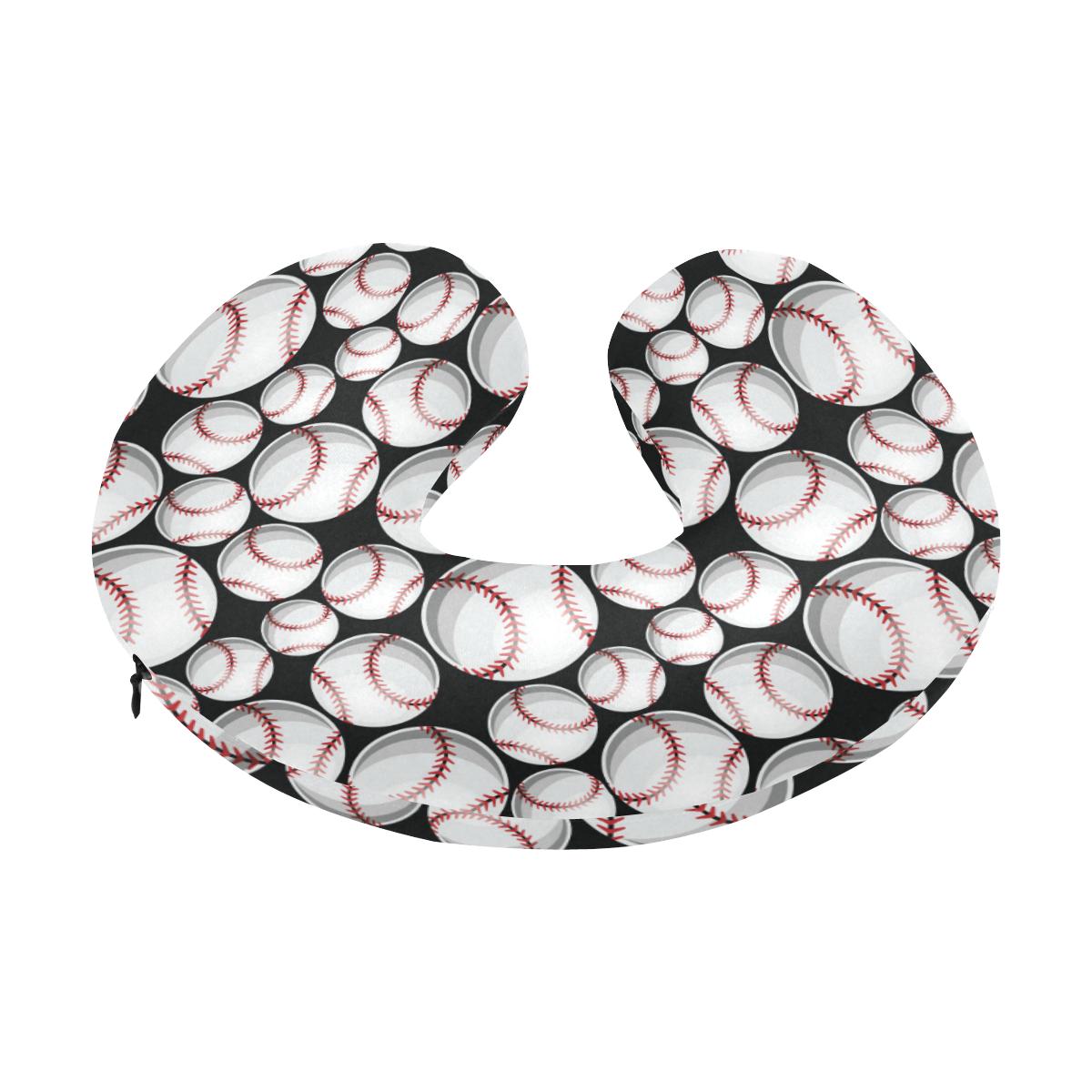 Baseball Black Background U-Shaped Travel Neck Pillow-JTAMIGO.COM
