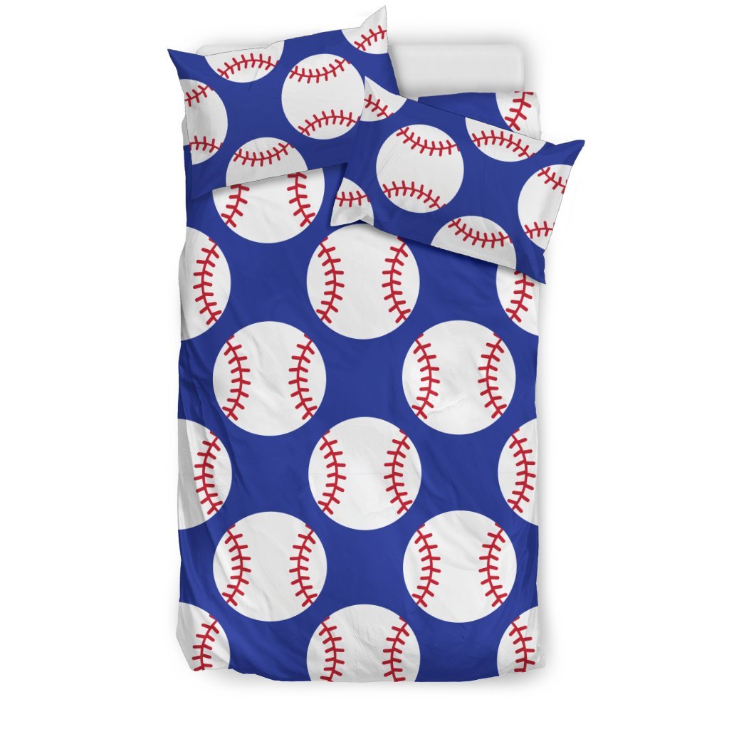 Baseball Blue Background Duvet Cover Bedding Set
