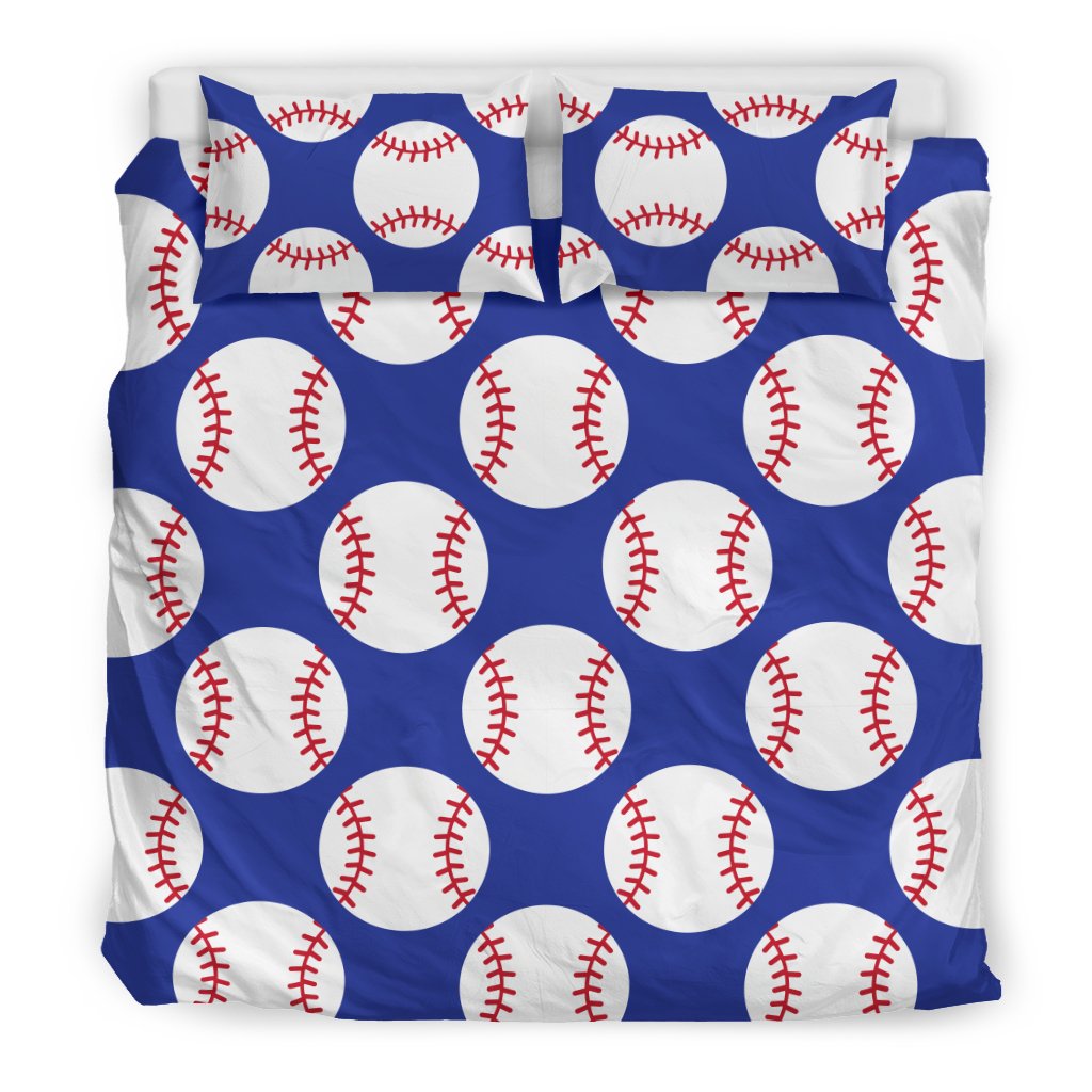 Baseball Blue Background Duvet Cover Bedding Set