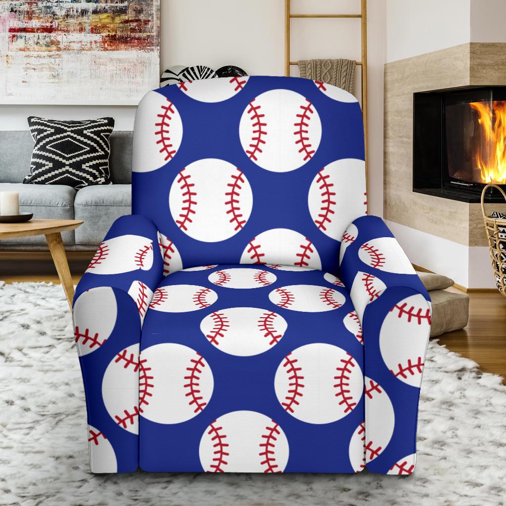 Baseball Blue Background Single Sofa Slipcover -JTAMIGO.COM