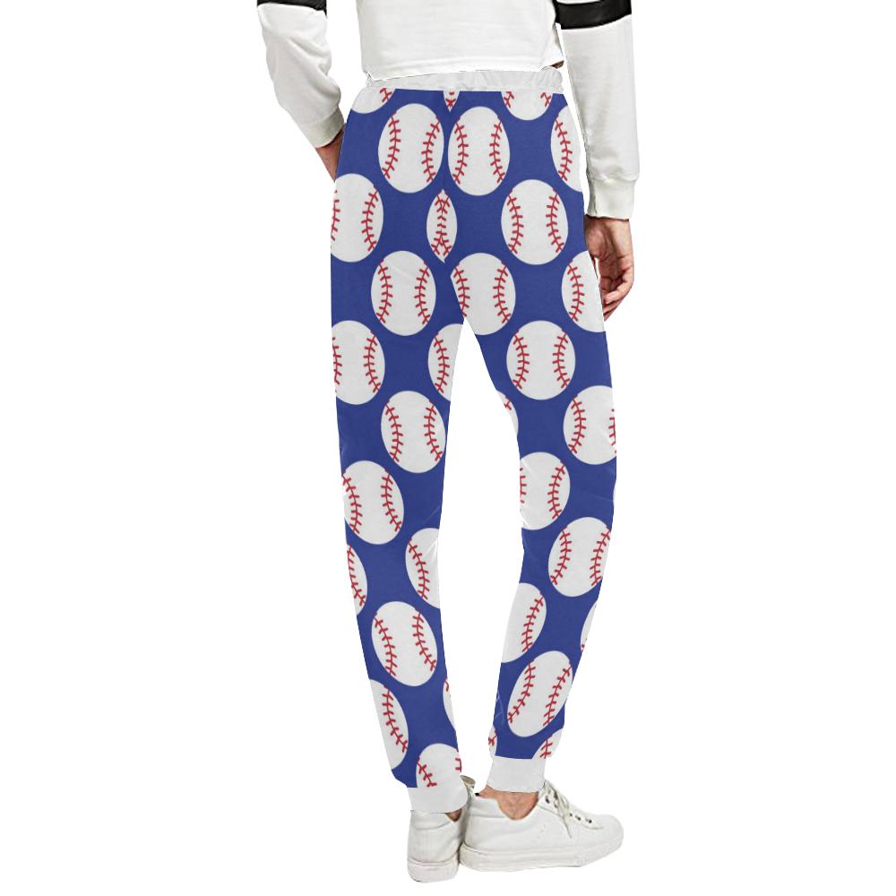 Baseball Blue Background Unisex Casual Sweatpants (Model L11)-JTAMIGO.COM