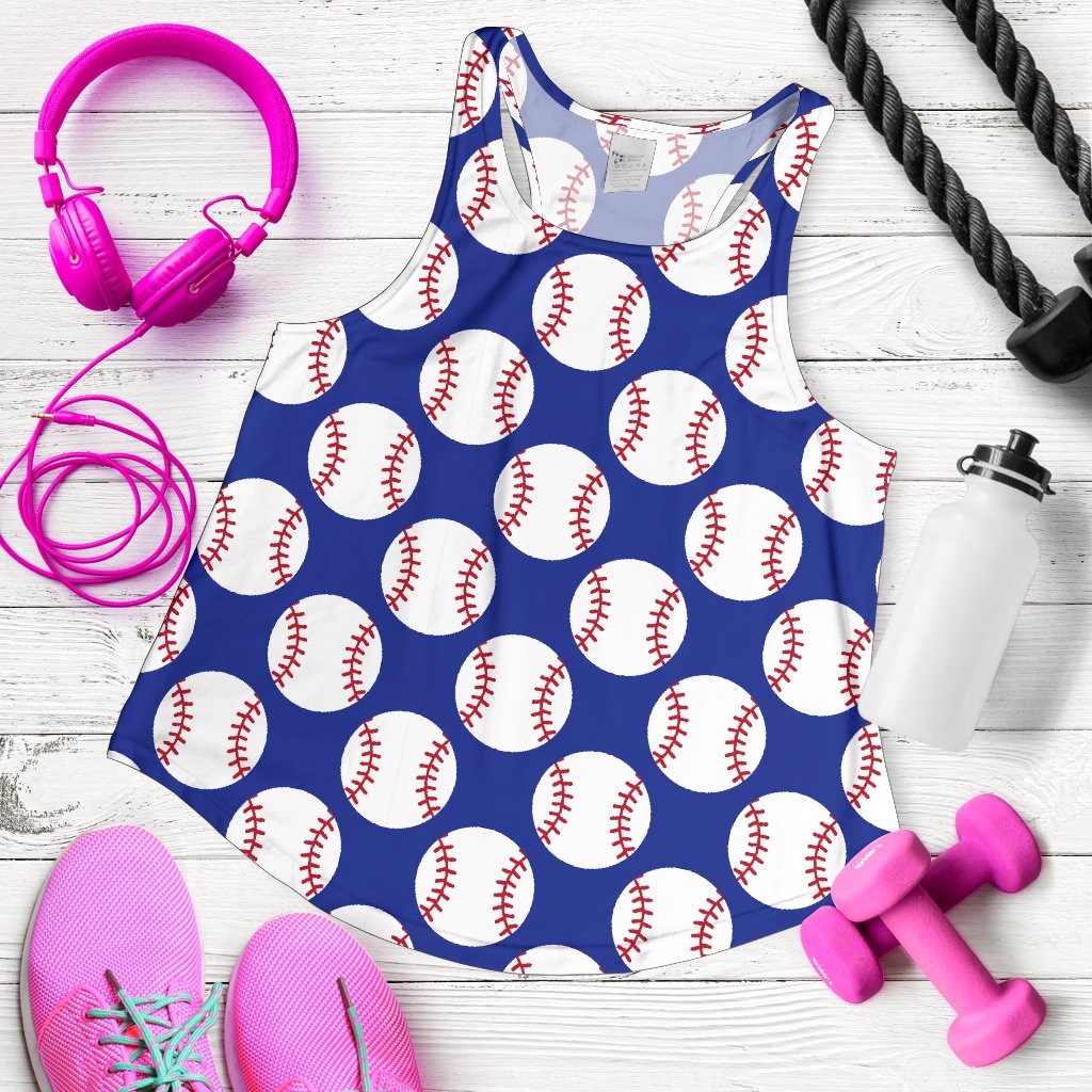 Baseball Blue Background Women Racerback Tank Top
