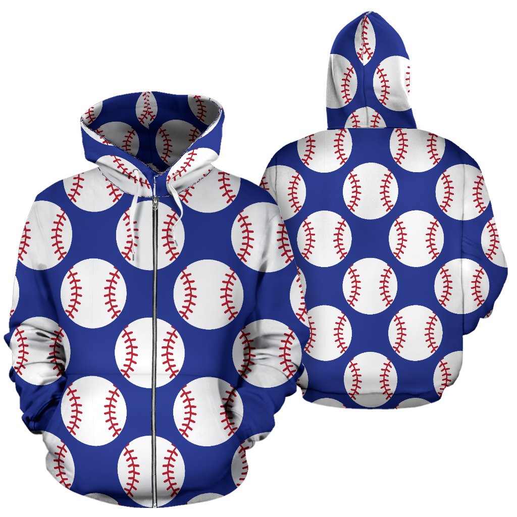 Baseball Blue Background Zip Up Hoodie