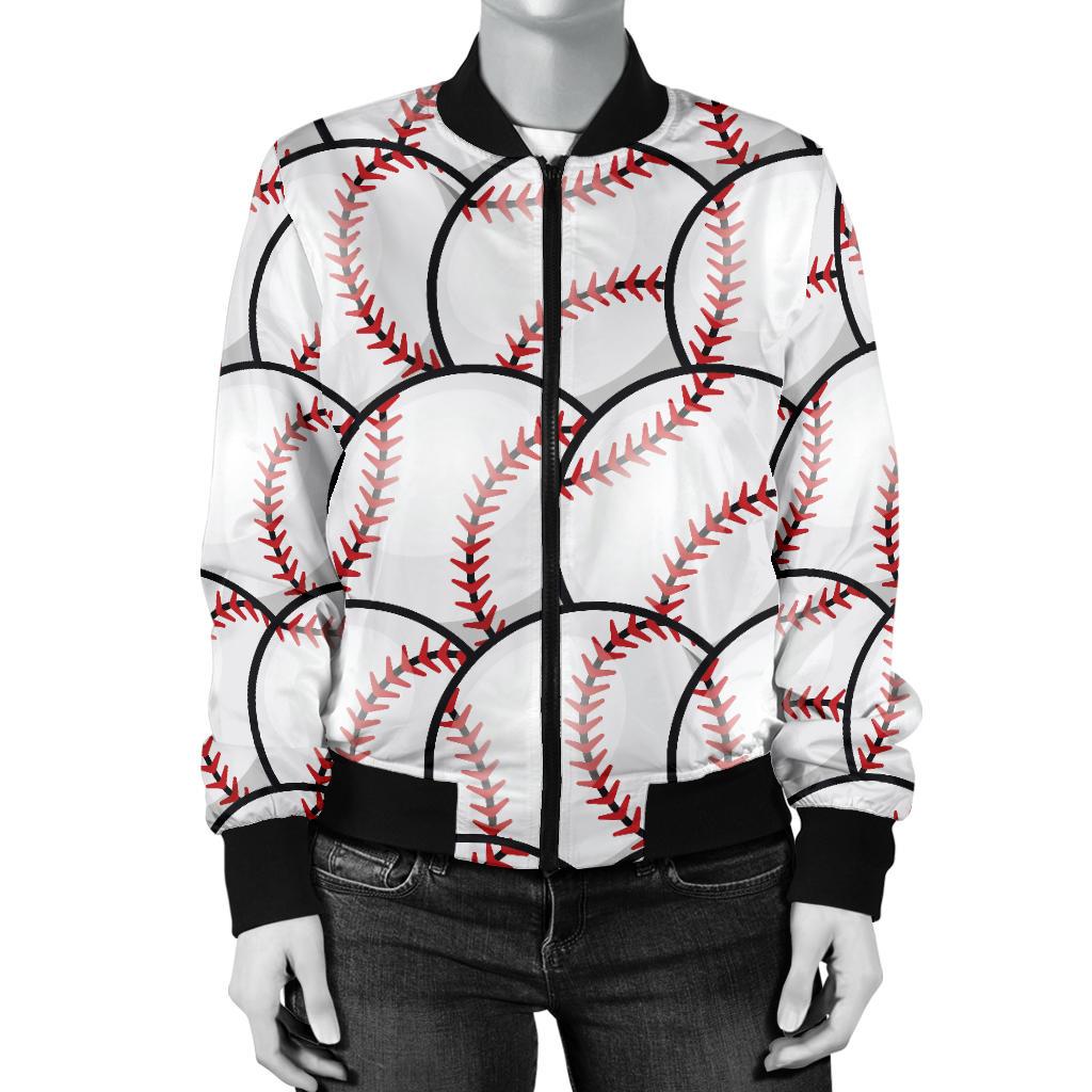 Baseball Pattern Women Casual Bomber Jacket