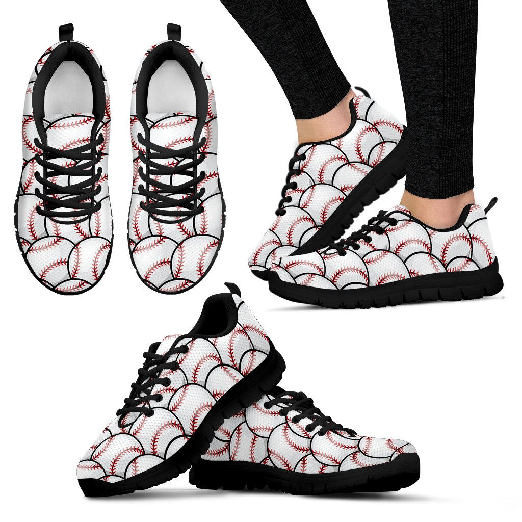 Baseball Pattern Women Sneakers Shoes