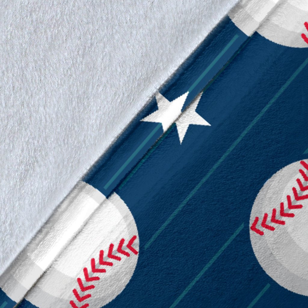 Baseball Star Print Pattern Fleece Blanket