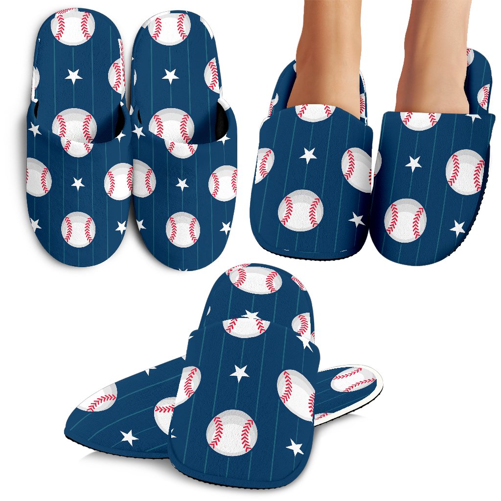 Baseball Star Print Pattern House Slippers