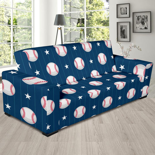 Baseball Star Print Pattern Sofa Slipcover-JTAMIGO.COM