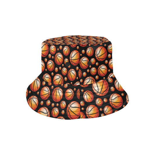 Basketball Black Background Pattern Unisex Bucket Hat