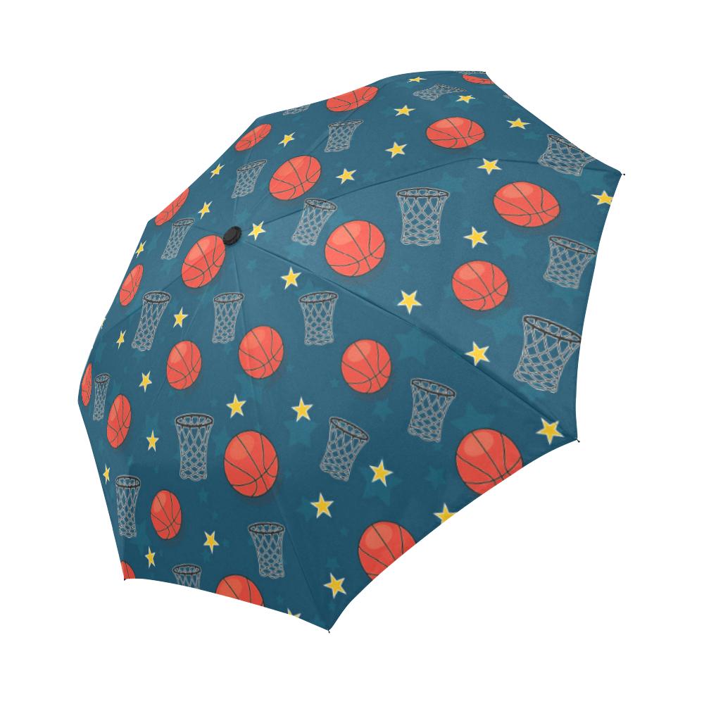 Basketball Classic Print Pattern Automatic Foldable Umbrella
